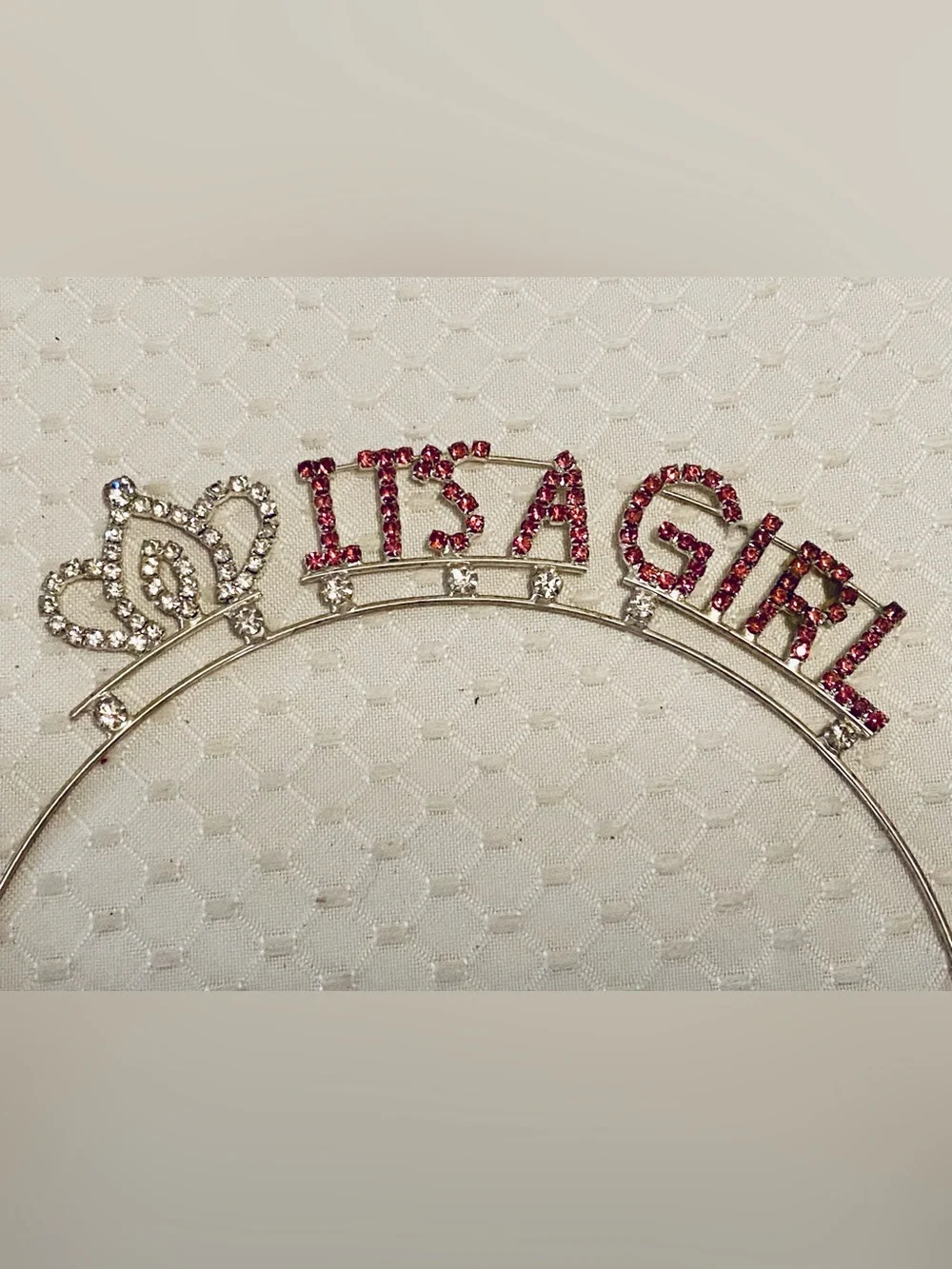 'It's a Girl' Pink Rhinestone Headband, Excellent Condition